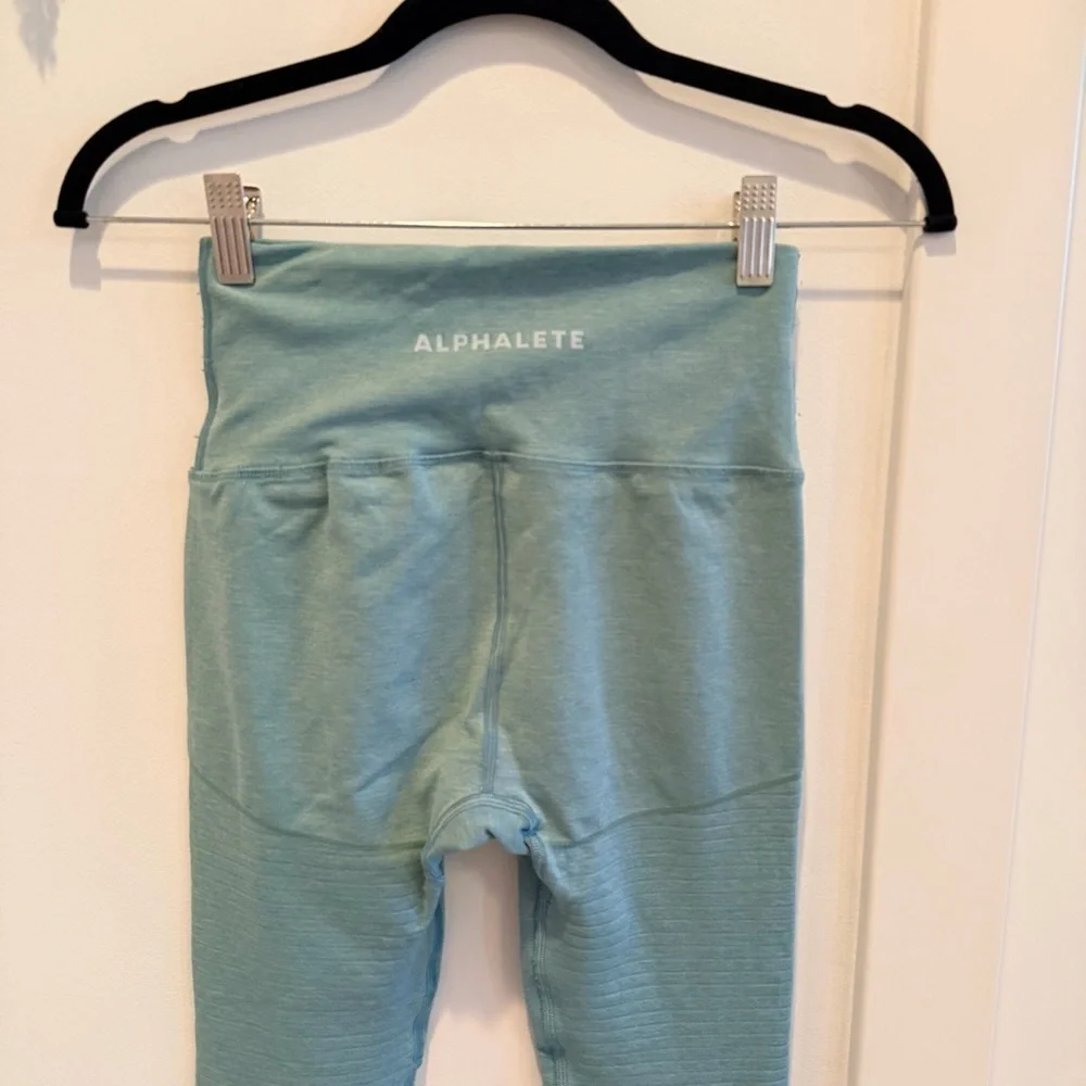 Alphalete Amplify Green Athletic Leggings High Waist Yoga Lifting Women's Size M